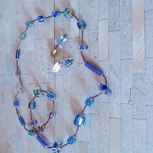 Artisan Rolled Bead Necklace and 925 Earrings